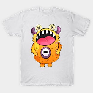 Yellow Monster Doodle Design T-Shirt